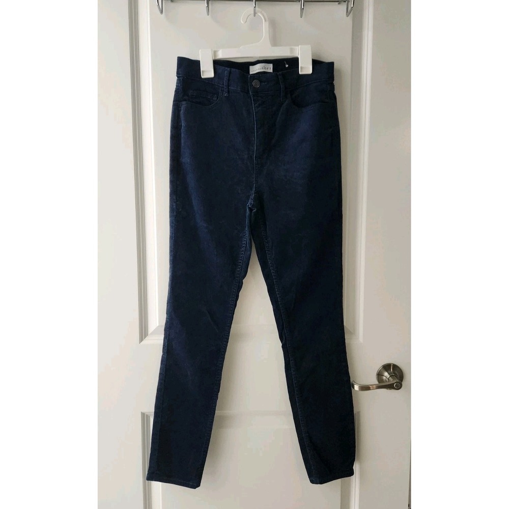 LOFT Women's Velvet‎ High-Rise Skinny Pants Blue Stretch Cotton Blend Size 27